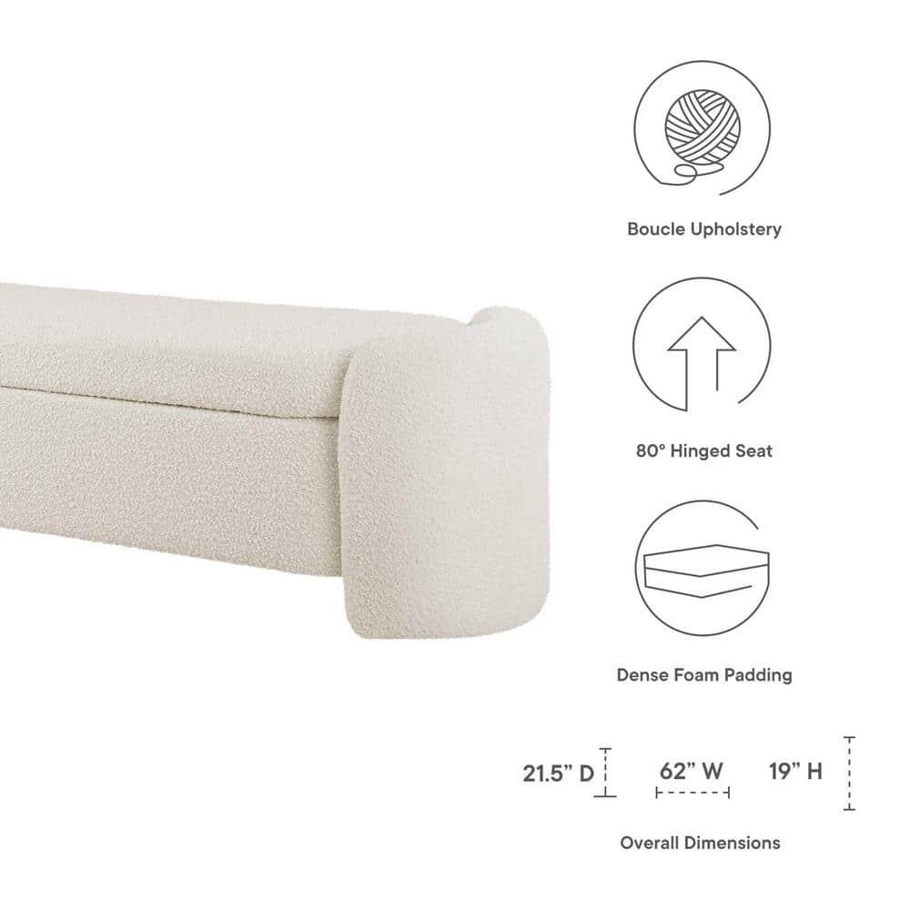 Nebula Boucle Upholstered Bench Ivory