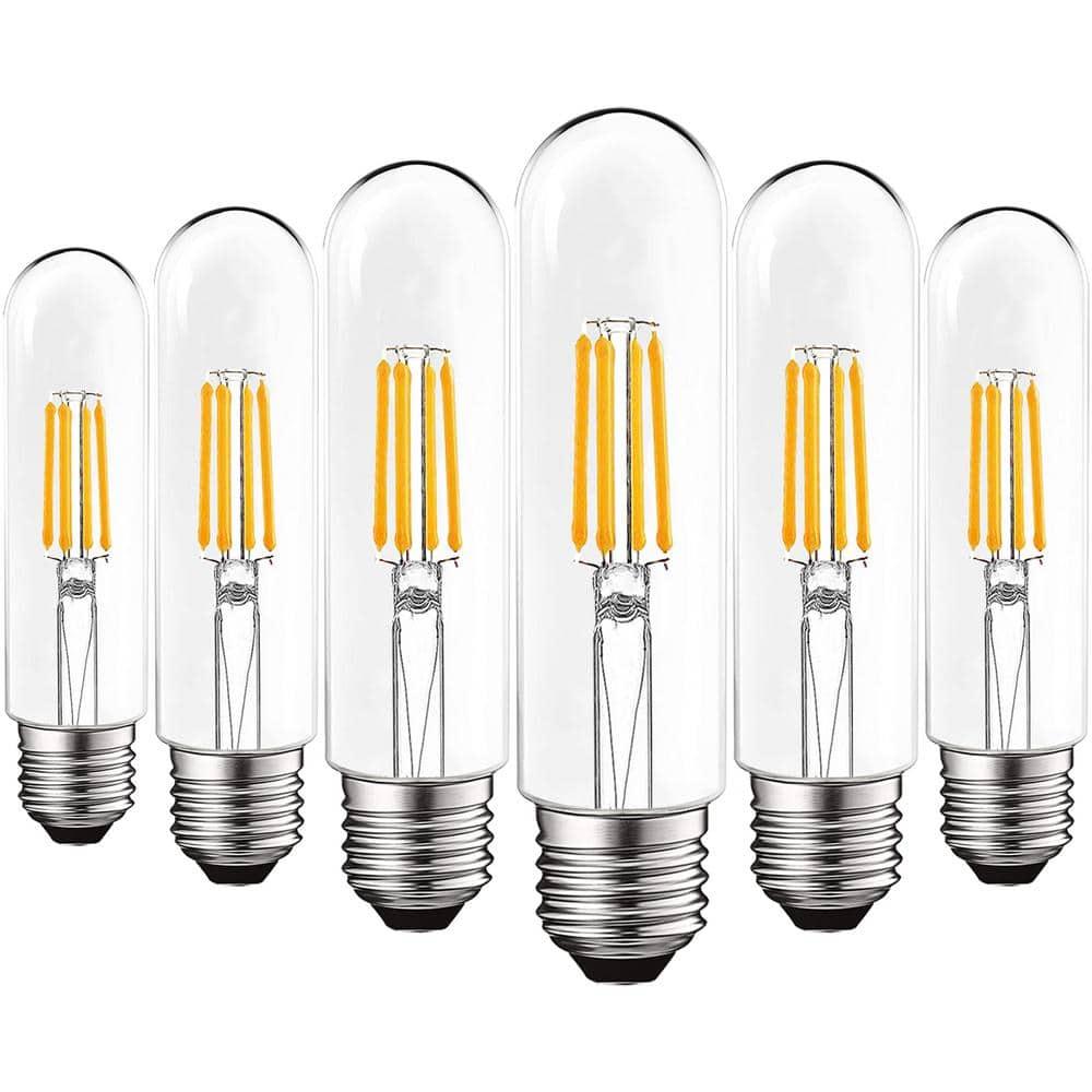 Luxrite 6-Pack T10 LED Bulb 5W=60W 3000K Soft White Edison Bulb 500 Lumens Tubular Light Bulb Damp Rated UL Listed E26