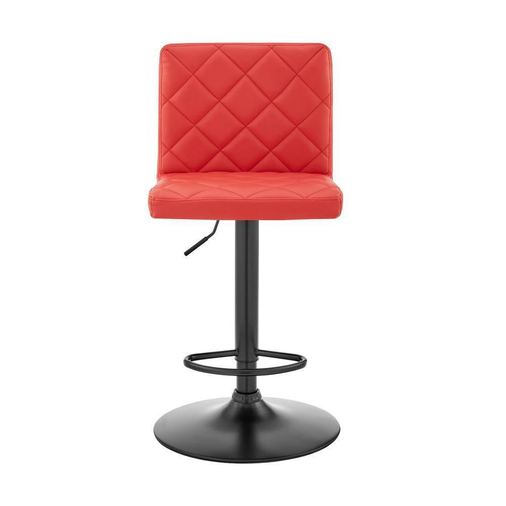 Duval Adjustable Barstool with Faux Leather and Metal Finish - Armen Living