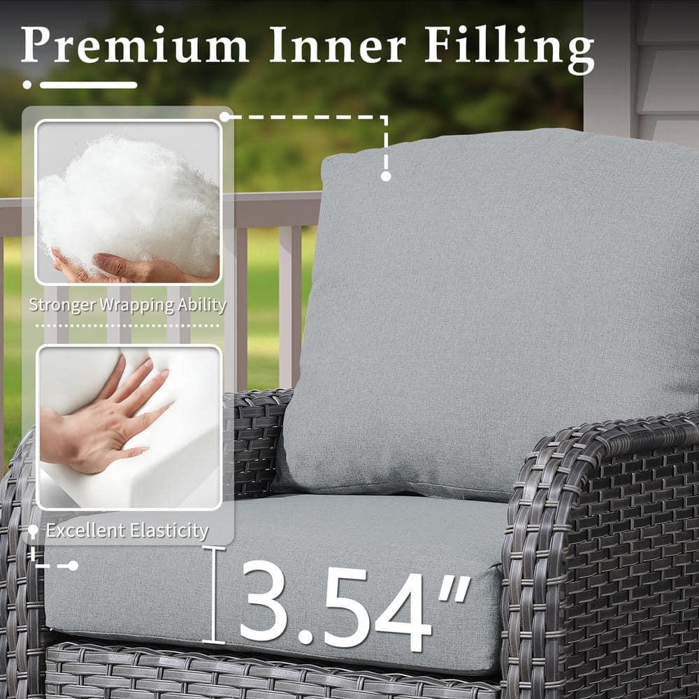 Denali Gray 4-Piece 4-Seat Wicker Modern Outdoor Patio Conversation Sofa Seating Set with Dark Gray Cushions