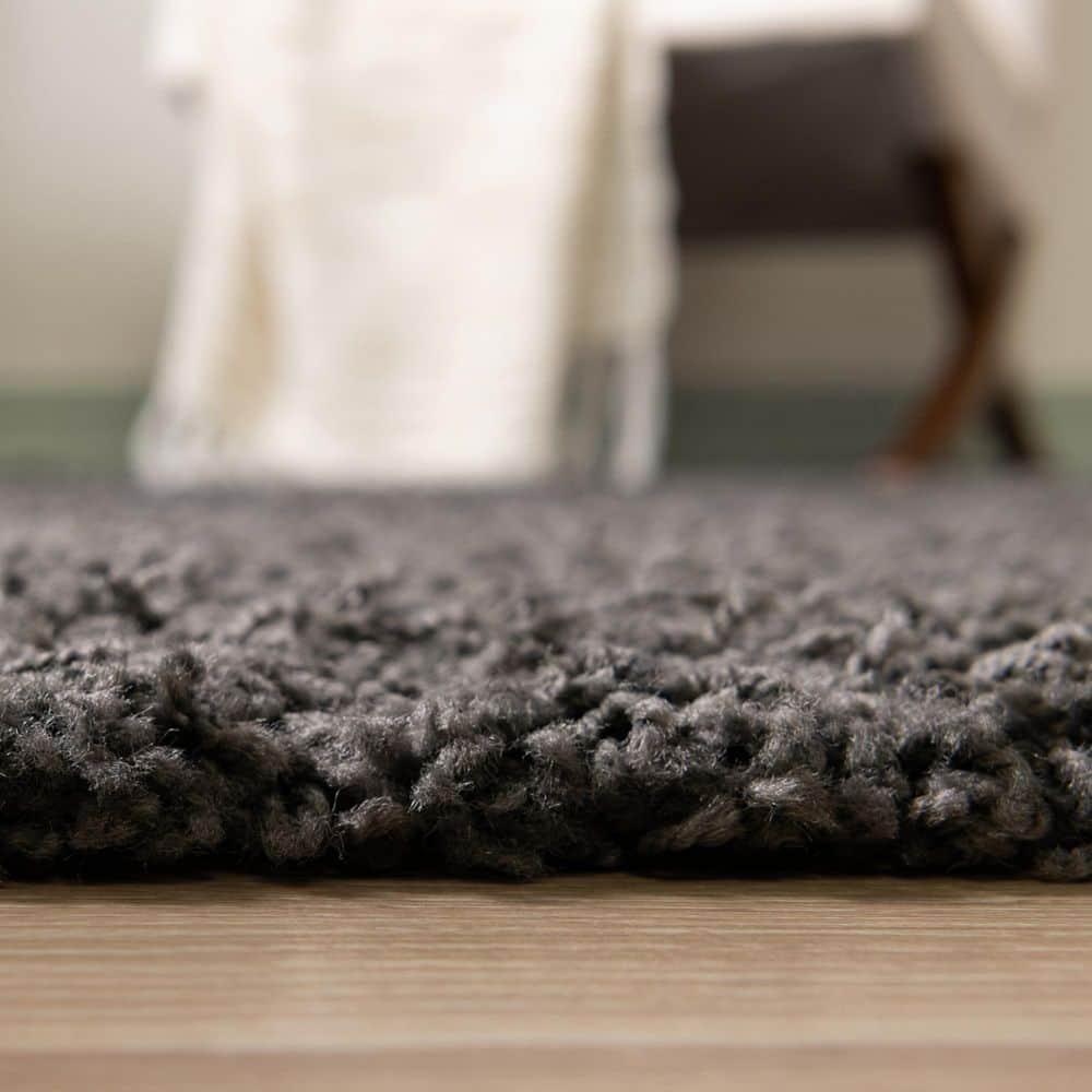 Unique Loom 6' 1 x 9' 0 Solid Shag Graphite Gray Area Rug
