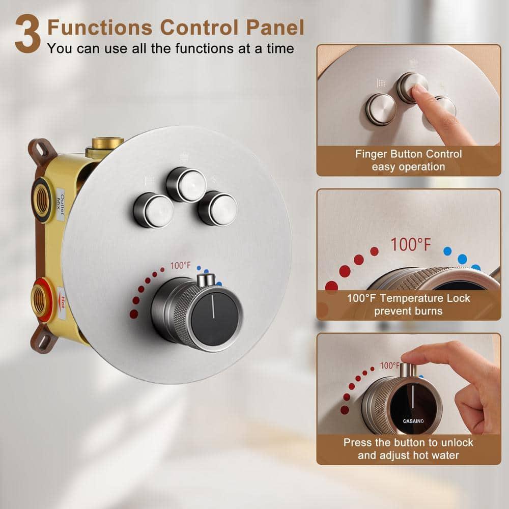 Thermostatic Rainfall Shower System with Rough in-Valve and Digital Display Handheld