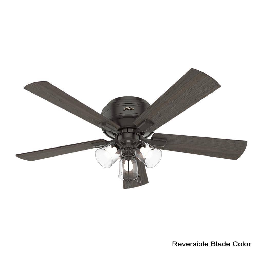 52" Crestfield 5 - Blade Flush Mount Ceiling Fan with Lights and Pull Chains