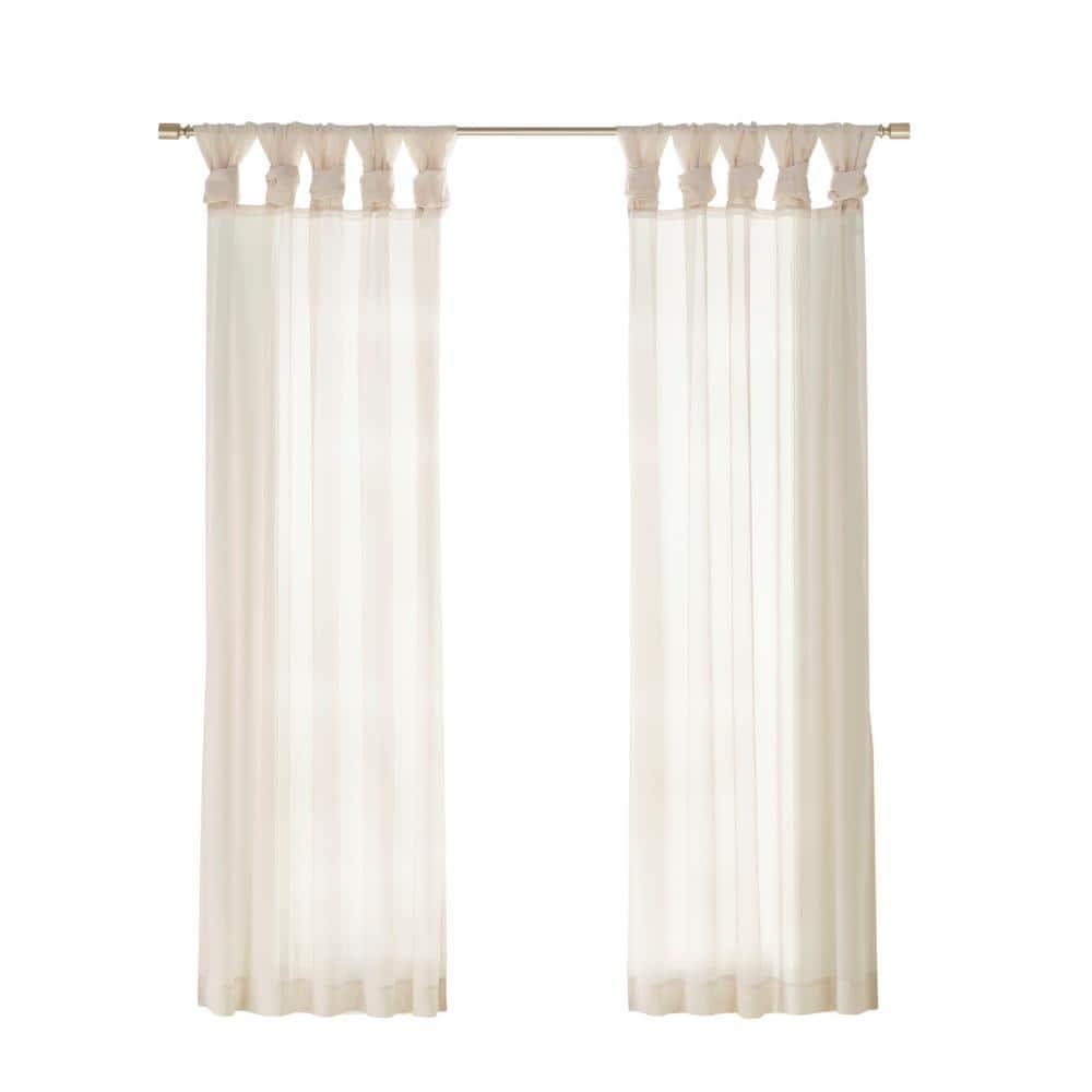 Madison Park Ceres Twisted Tab Voile Sheer Window Pair in Ivory 84" Panel
