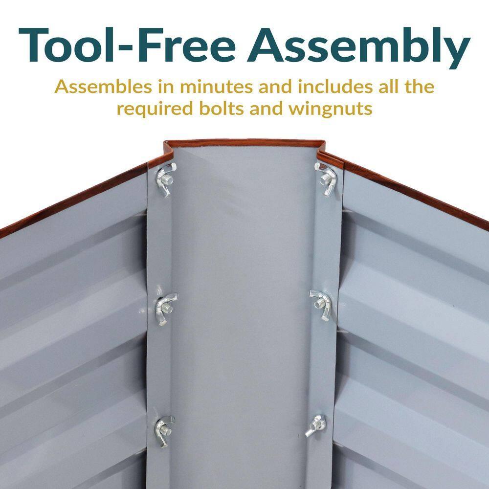 Sunnydaze Raised Hot Dip Galvanized Steel Garden Bed Planter for Plants, Vegetables, and Flowers - 24" Square x 12" Deep - Brown