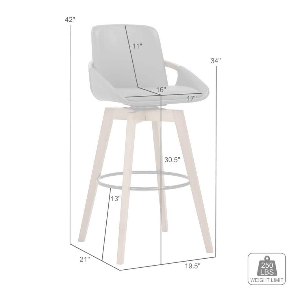 30" Baylor Faux Leather Wood Swivel Barstool - Armen Living