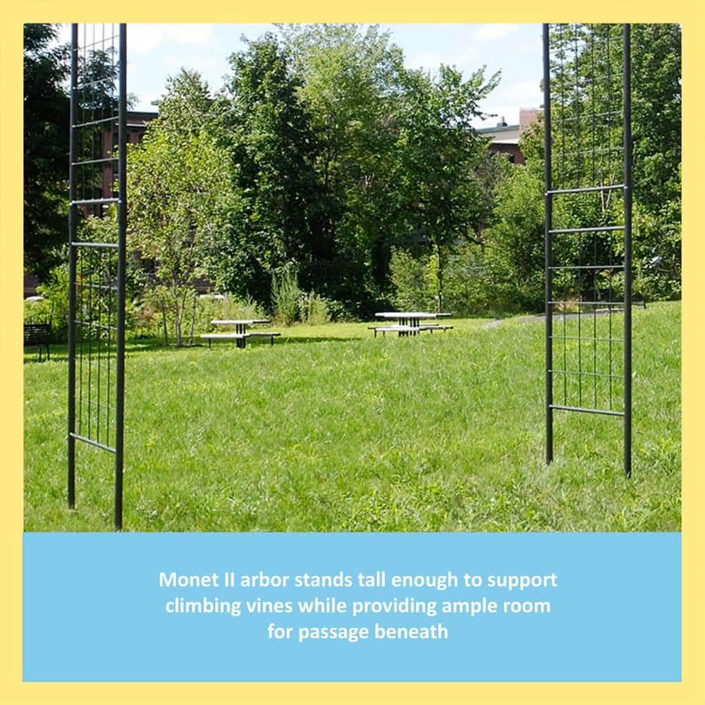 Achla Designs Elegant Handcrafted Monet II Wrought Iron Garden Arbor, 114.5 Inch Tall, Graphite Powder Coated Finish
