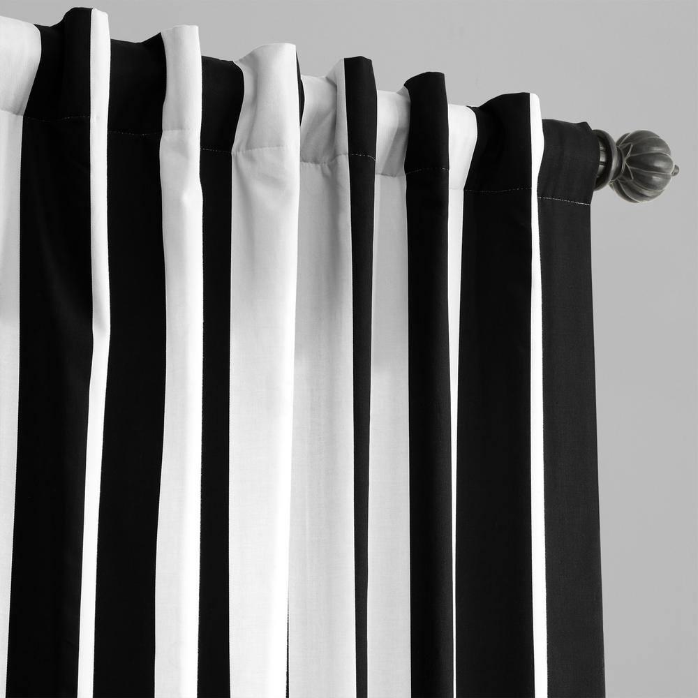 Cabana Black Printed Cotton Curtain (1 Panel), Cabana Black, 50W X 120L