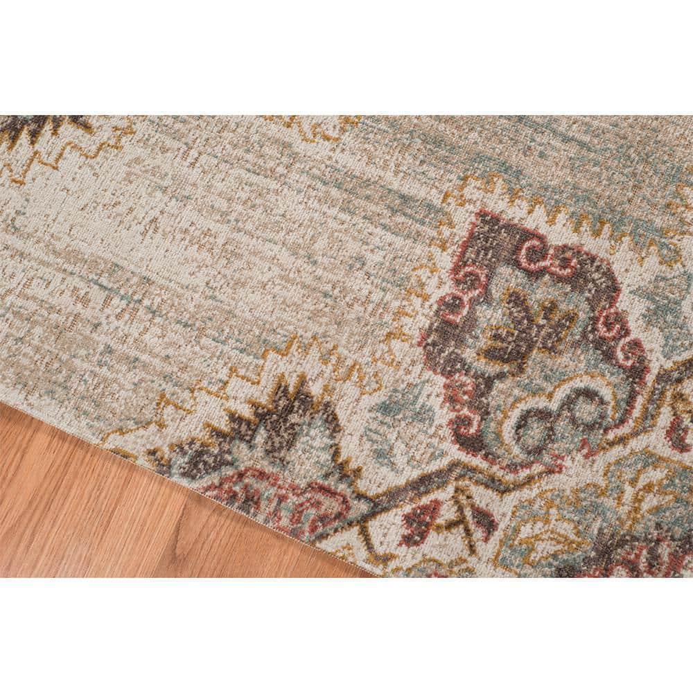 HomeRoots 7' X 9' Beige Medallion Power Loom Area Rug