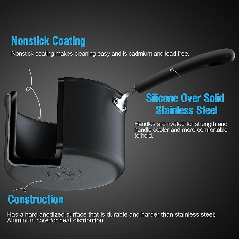 Cook N Home Professional Hard Anodized Pots and Pans Set Nonstick, Kitchen Cookware Set, Black