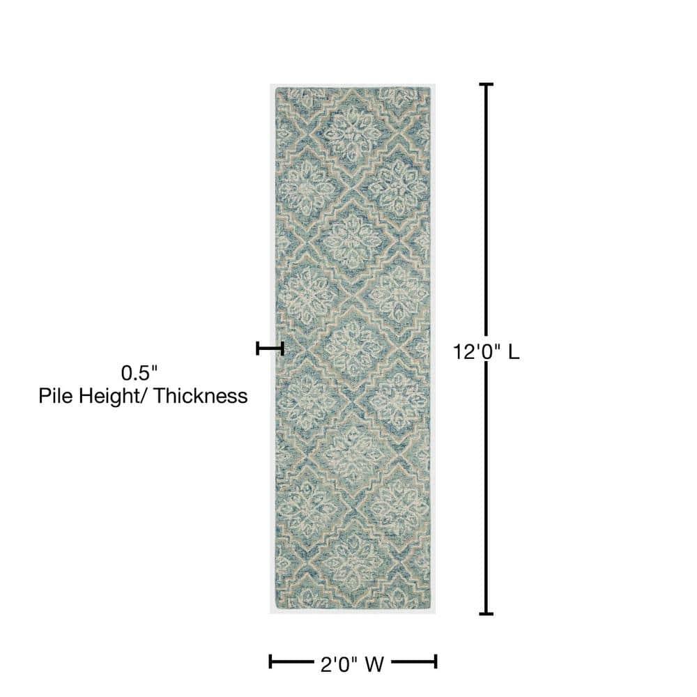 Abstract ABT201 Handmade Indoor Runner - Blue/Grey - 2'-3"x12' - Safavieh