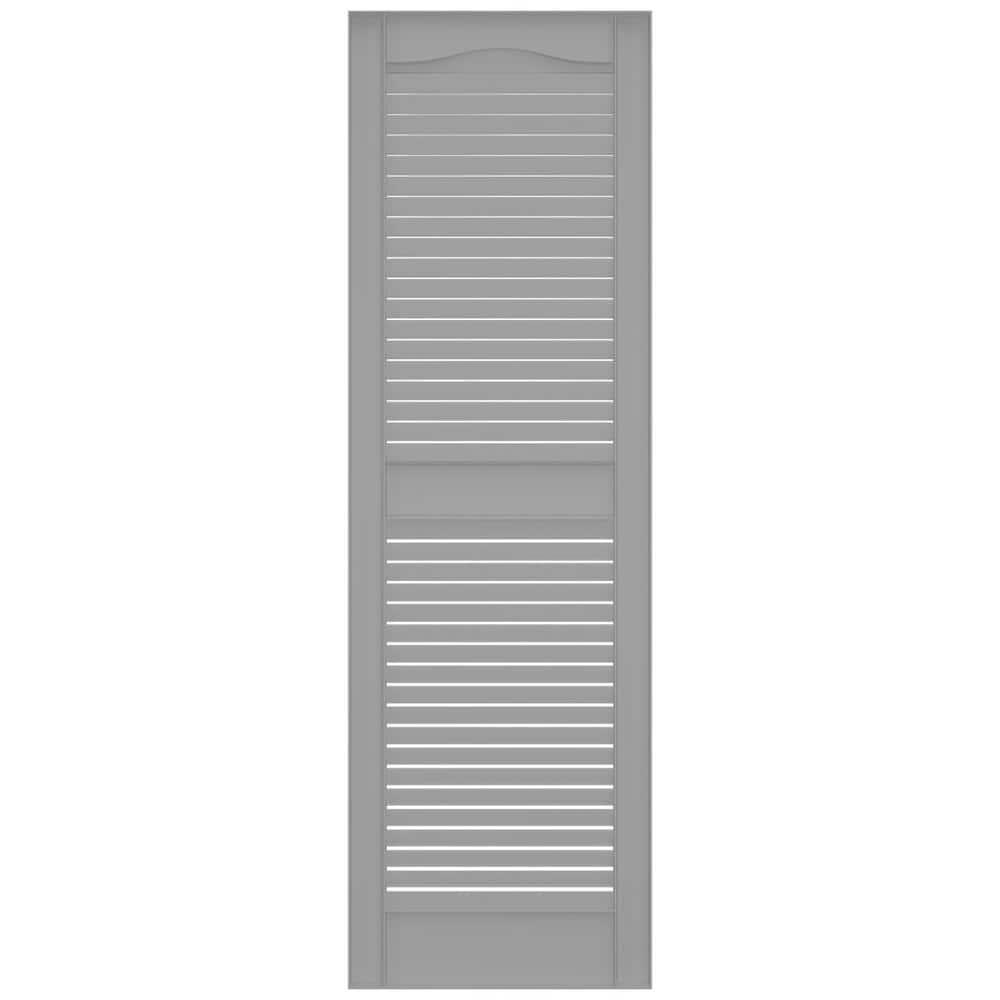 60" Gray Vinyl Louvered Exterior Shutters Pair
