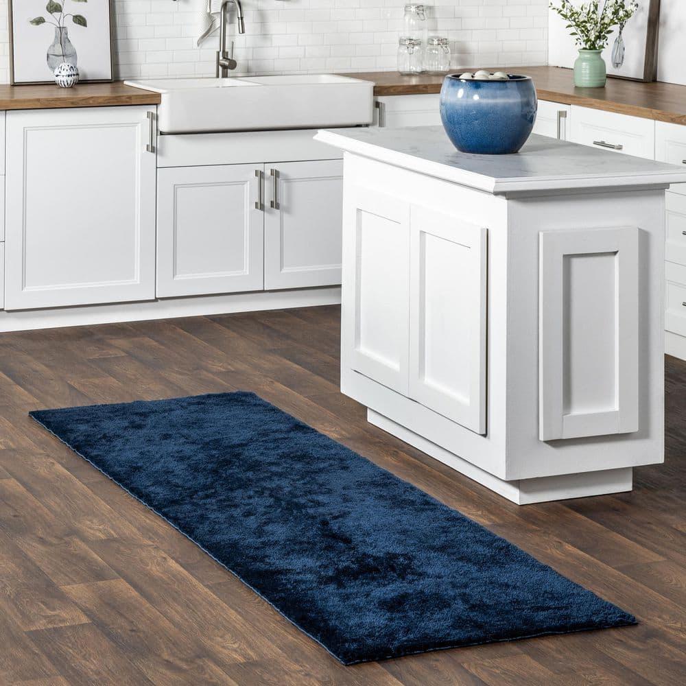 nuLOOM 2' x 10' Cozy Plush SuperiorWash Area Rug, Machine Washable, Non-Slip, Soft Fluffy Shag Carpet for Living Room Bedroom Nursery, Loni Navy