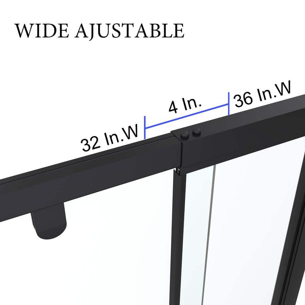 36 in.W - 72 in.H Pivot Shower Door with Clear Glass and Stainless Steel Handle