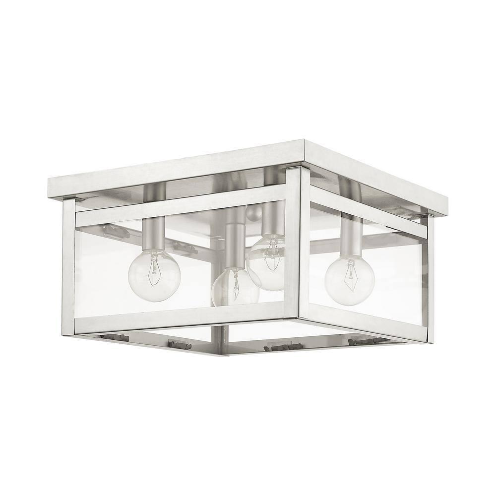 Livex Lighting - Milford - 4 Light Square Flush Mount In Shabby Chic Style-6