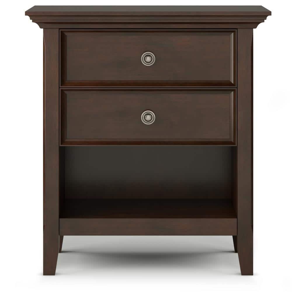 Simpli Home Amherst Solid Wood Bedside Table In Russet Brown