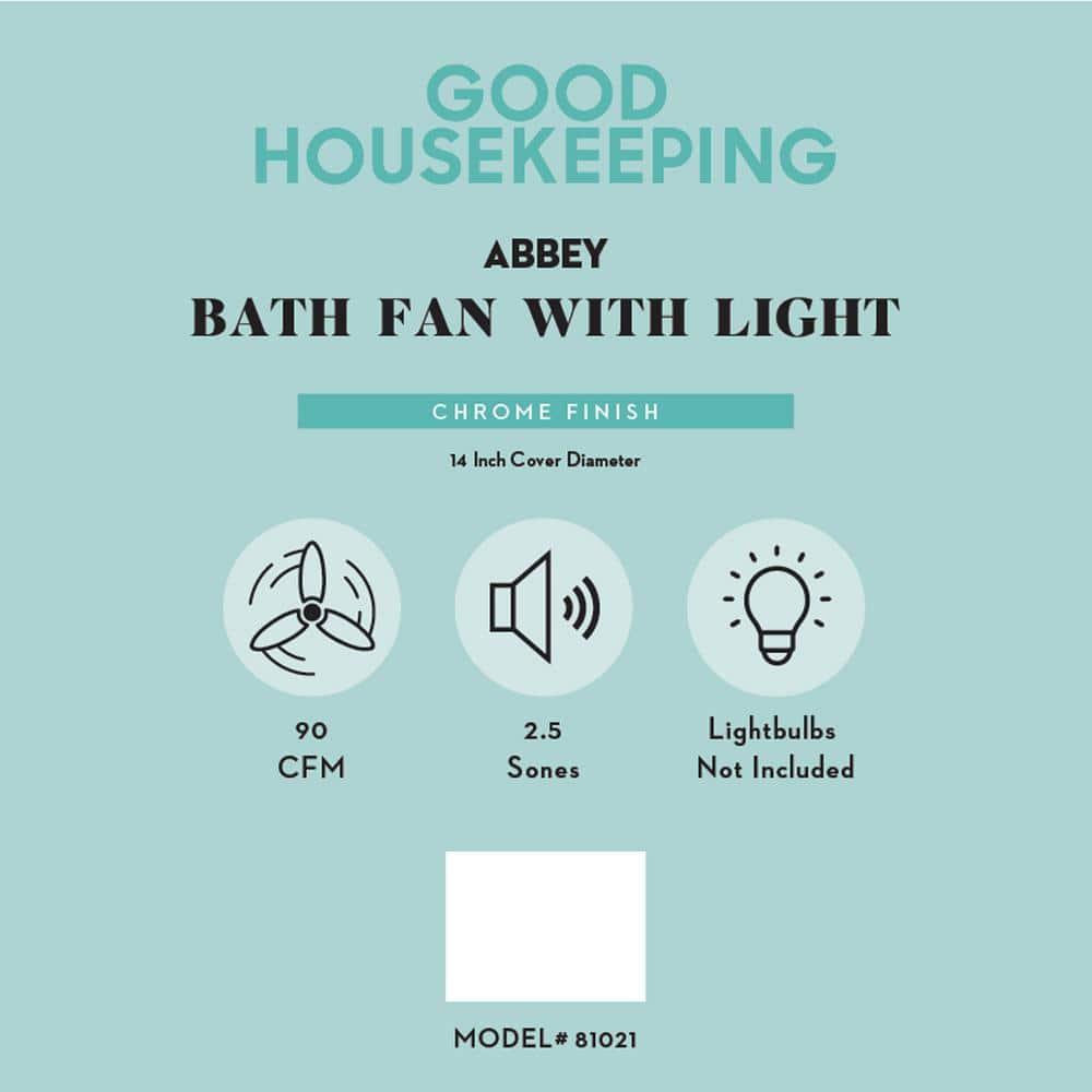 Good Housekeeping Abbey (81021) Decorative 90 CFM 2.5 Sones Bathroom Ventilation Exhaust Fan with Light