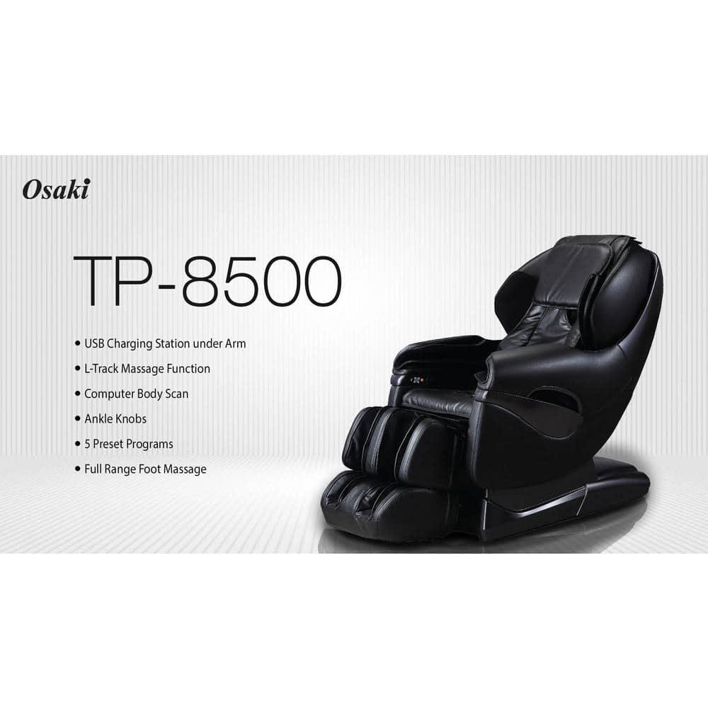 Pro 8500 Series Black Faux Leather Reclining 2D Massage Chair with Zero Gravity, Foot and Calf Massage, Heated Seat