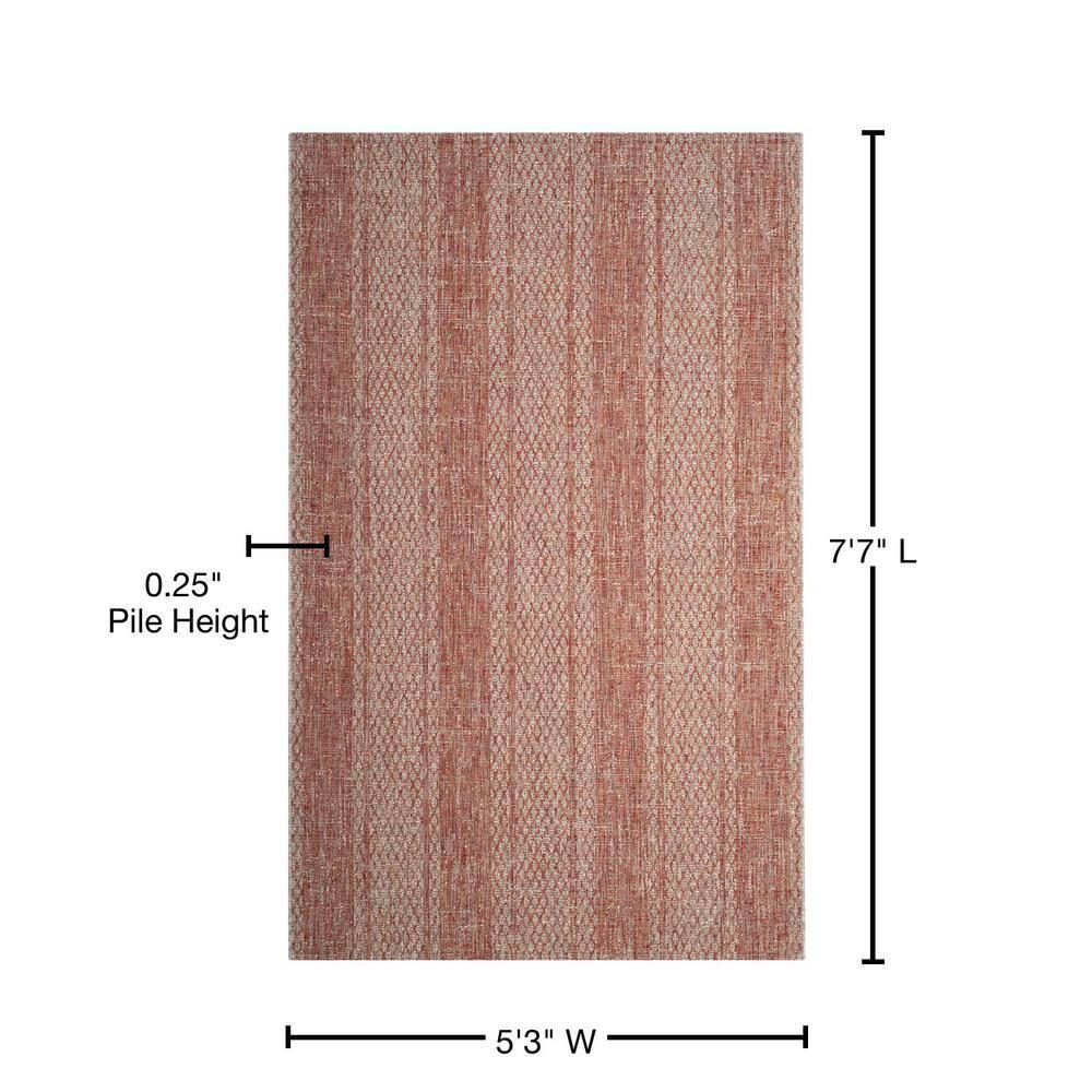 Courtyard CY8736 Power Loomed Indoor and Outdoor Area Rug - Light Beige/Terracotta - 5'3"x7'7" - Safavieh