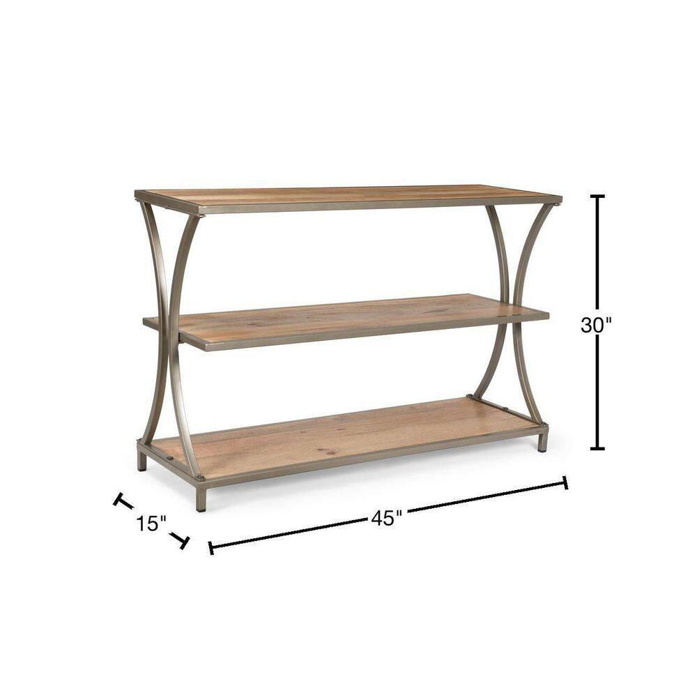 Noble House Ayaan Modern Industrial Handcrafted Mango Wood Console Table, Natural Finish and Silver