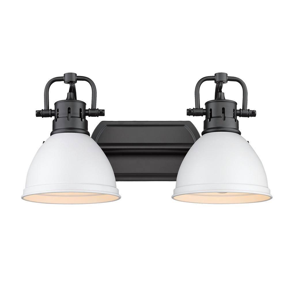 Golden Lighting Duncan 2-Light Vanity Light in Matte Black with Matte White