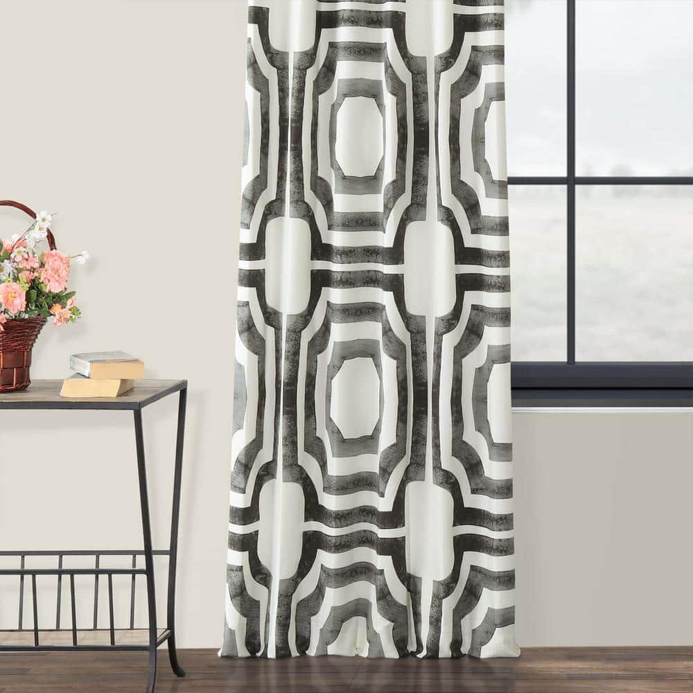 HPD Half Price Drapes Geometric Printed Curtains 108 Inches Long Luxury Cotton Curtains (1 Panel) Room Darkening Window Curtains for Bedroom & Living Room, 50W x 108L, Mecca Geometric Steel