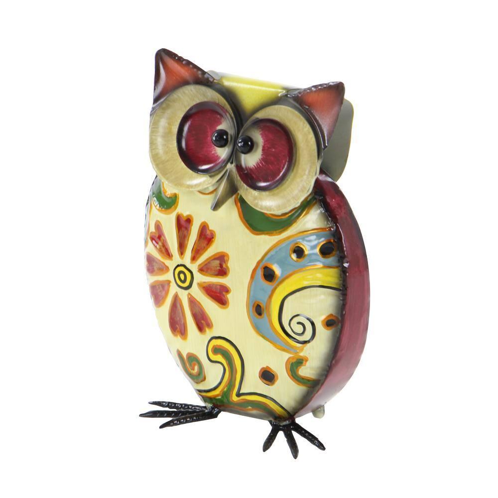 DecMode 11" Indoor Outdoor Owl Garden Sculpture with Floral Pattern