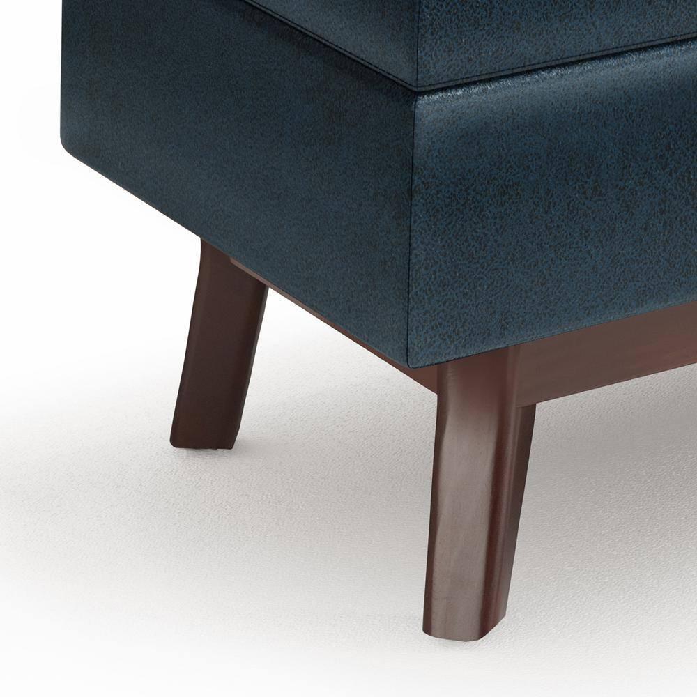 Simpli Home Owen 36" Wd. Small Rectangular Storage Ottoman in Distressed Dark Blue