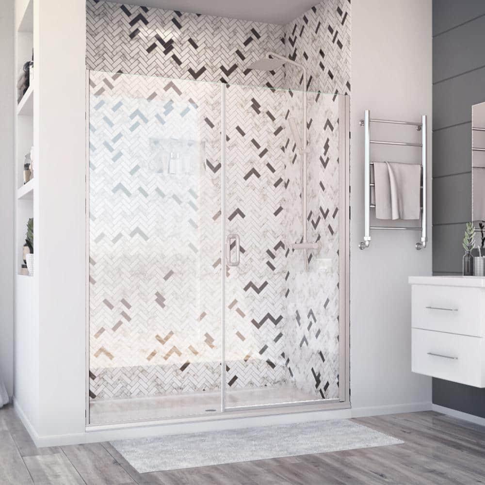 Distinctive Elite 58.06" W x 71.38" H Hinged Semi-Frameless Shower Door