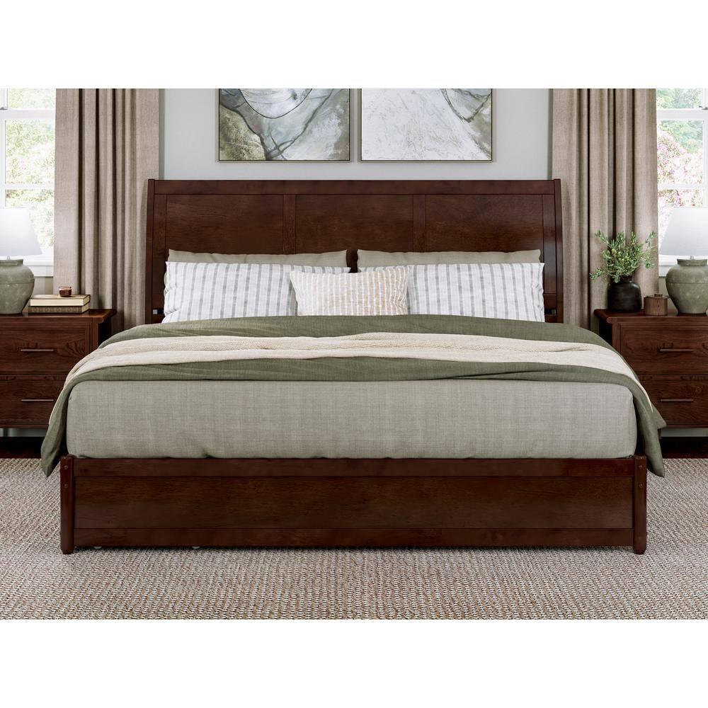 AFI, Andorra King Platform Bed with Panel Footboard and Storage Drawers, Walnut
