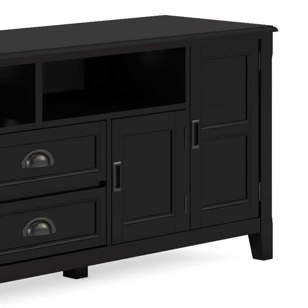 Burlington SOLID WOOD 72"Wide  TV Media Stand in Black  For TVs up to 80 inches