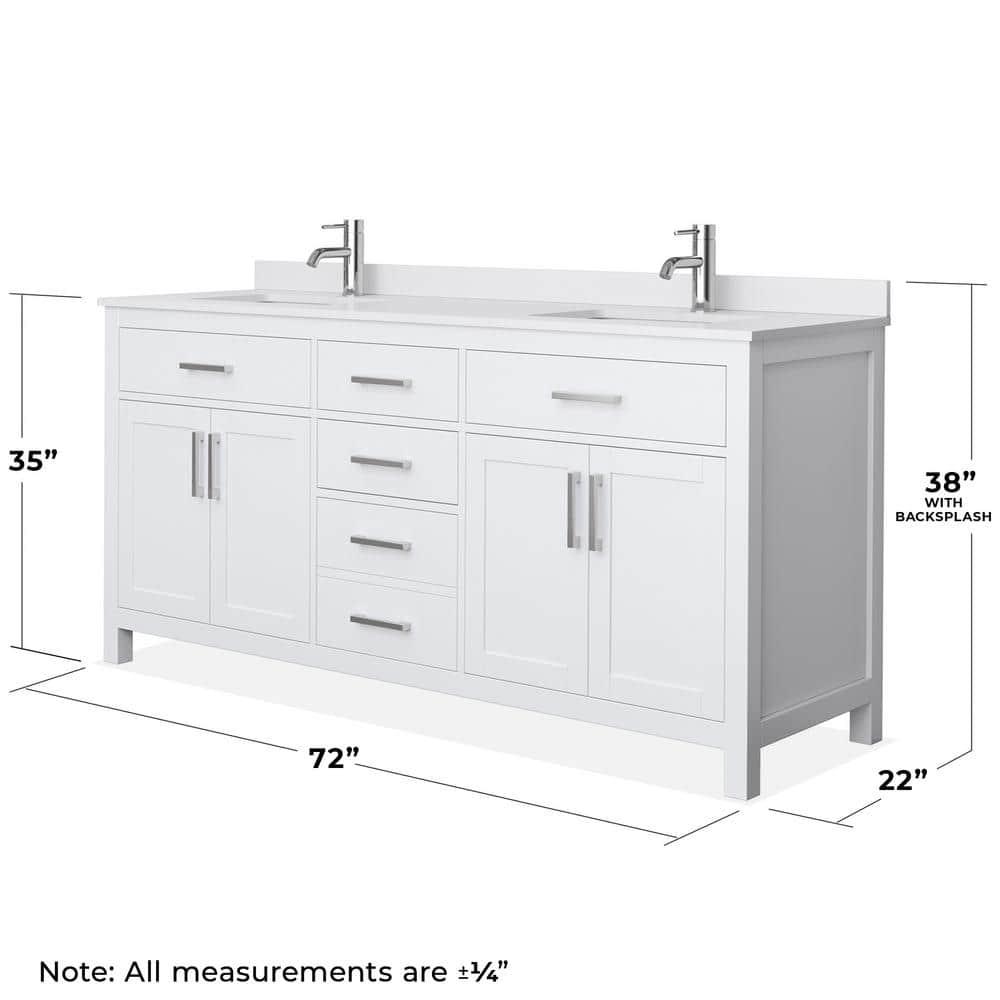 Beckett 72" Freestanding Double Bathroom Vanity with Cultured Marble Top