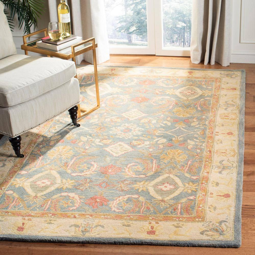 Anatolia AN544 Hand Tufted Indoor Area Rug - Light Blue/Ivory - 6'x9' - Safavieh