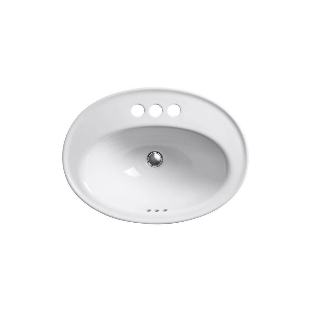 Serif® Ceramic Oval Drop-In Bathroom Sink with Overflow
