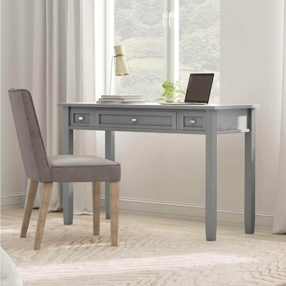 Simpli Home Warm Shaker SOLID WOOD Transitional 48 inch Wide Writing Office Desk in Fog Grey