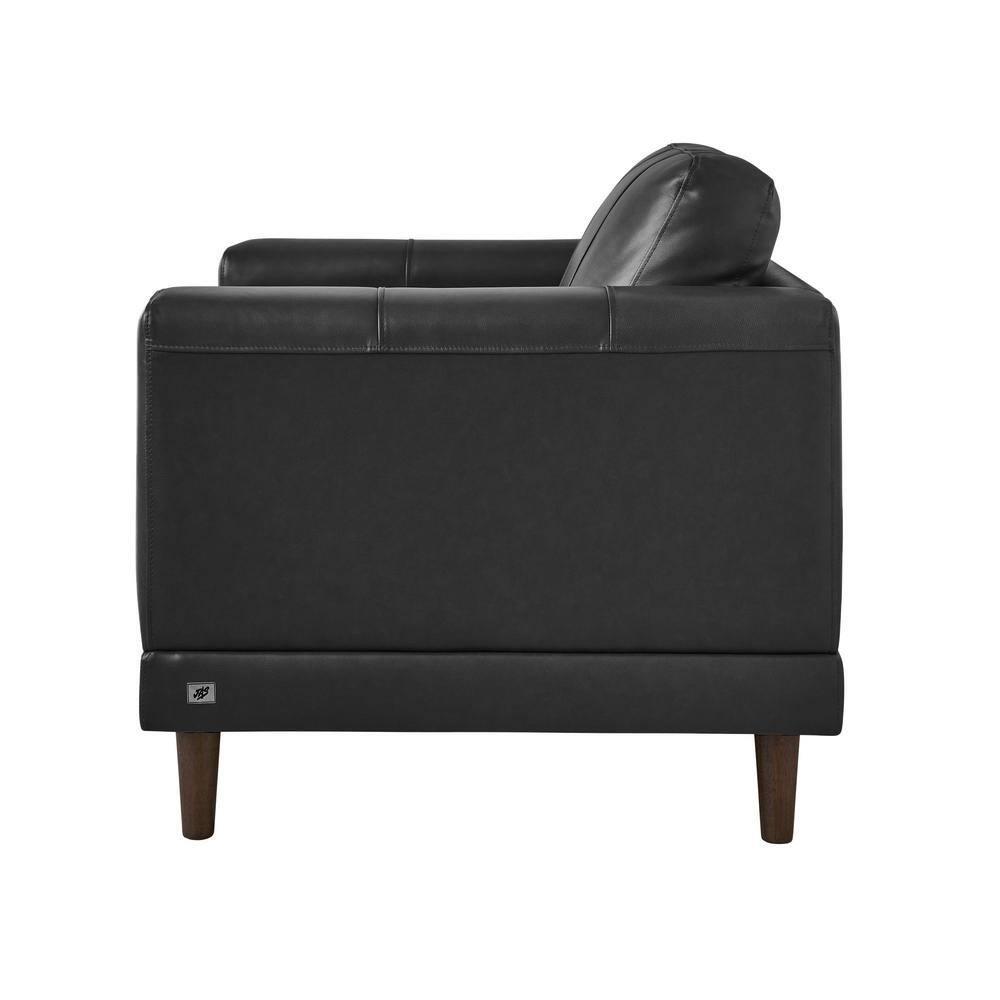 2pc Hanson Set Black - Picket House Furnishings: Leather Upholstery, Modern Sofa & Loveseat Combo