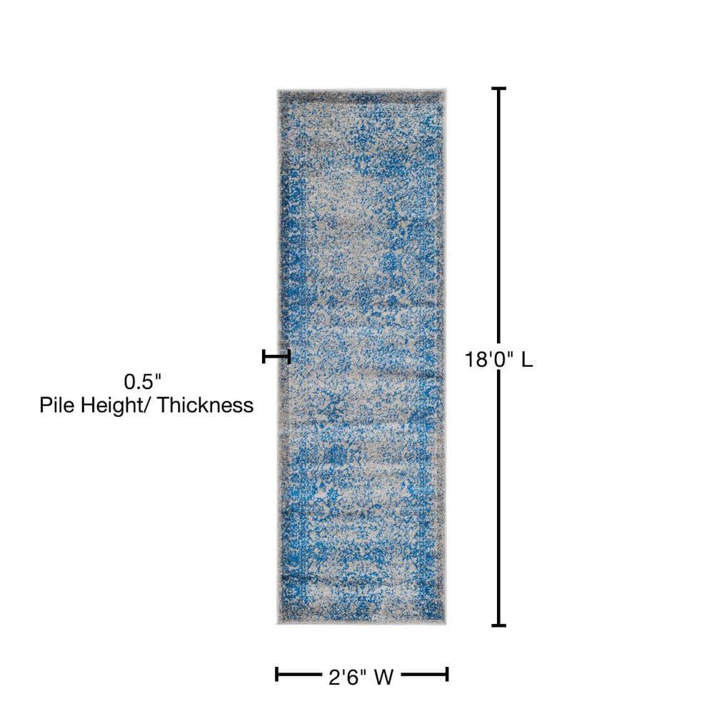 Adirondack ADR109 Machine Made Indoor Runner - Grey/Blue - 2'-6"x18' - Safavieh