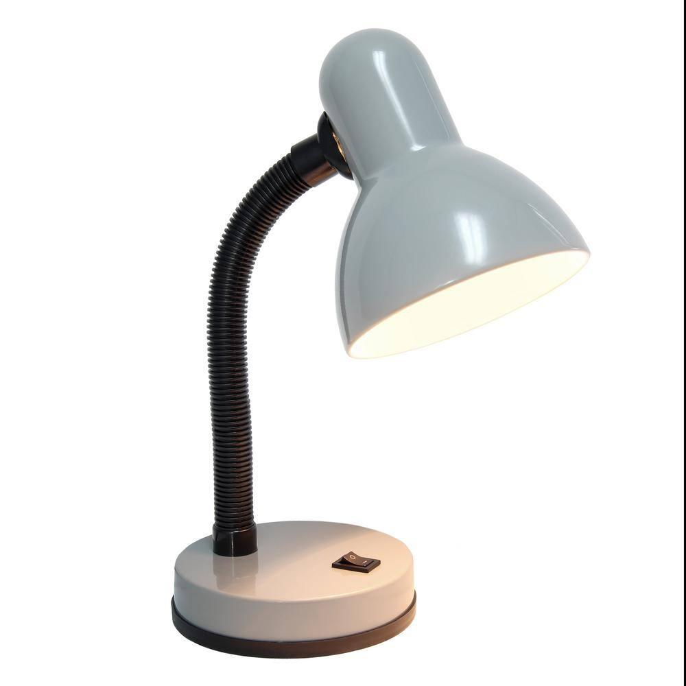 Basic Metal Desk Lamp with Flexible Hose Neck Silver - Simple Designs: ETL Listed, Adjustable, No Assembly Required