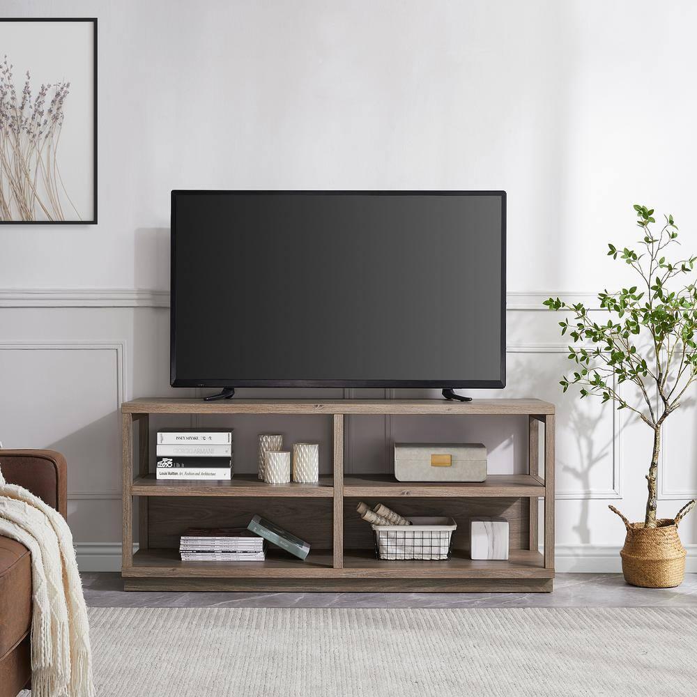 Evelyn&Zoe Thalia Rectangular TV Stand for TV's up to 60", Antique Gray Oak