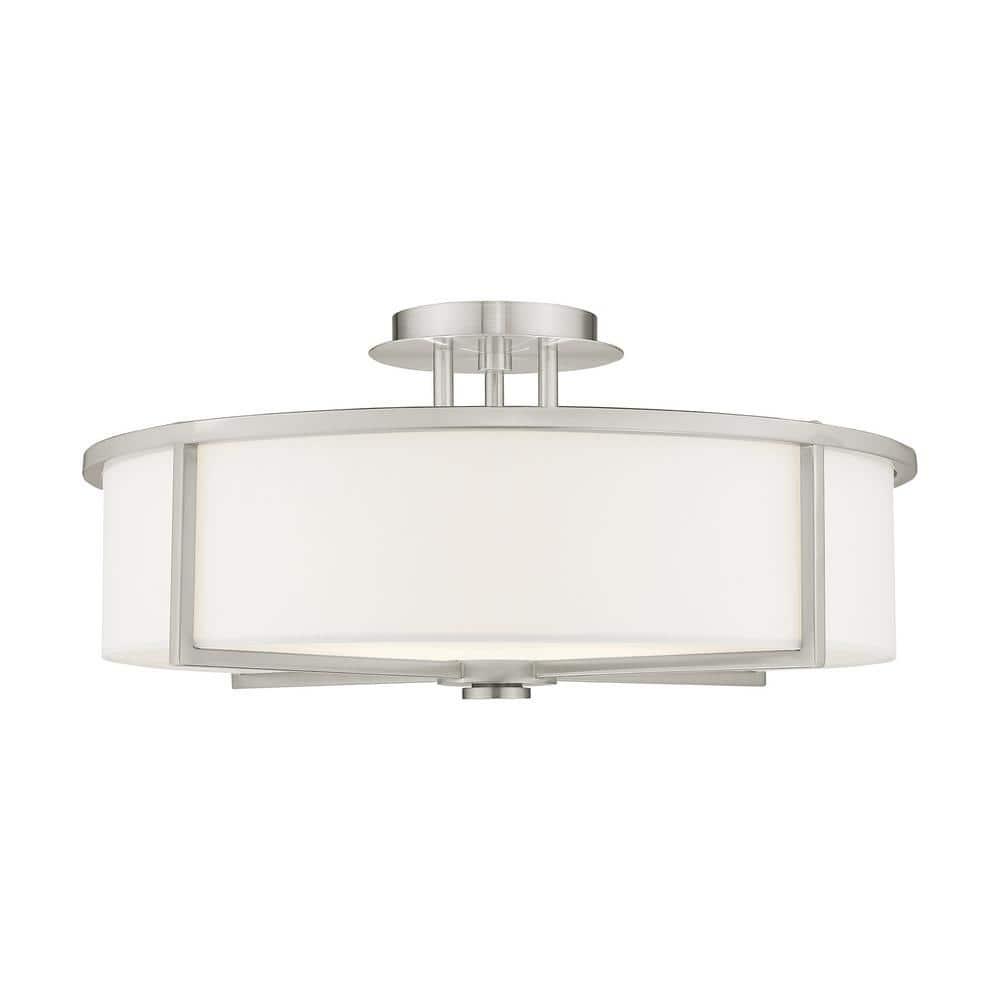 Livex Lighting Wesley 4 - Light Semi-Flush Mount in  Brushed Nickel