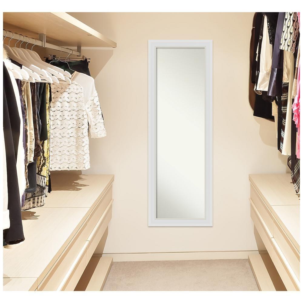 18" x 52" Flair Framed On the Door Mirror Soft White - Amanti Art: Modern Rectangle, Polystyrene Frame, No Assembly Required
