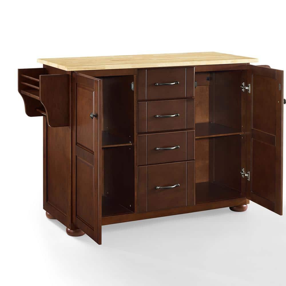 Crosley Eleanor Natural Wood Top Kitchen Island in Mahogany