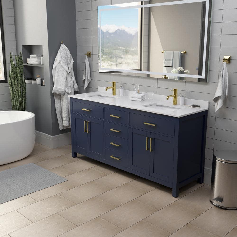 Beckett 72" Freestanding Double Bathroom Vanity with Cultured Marble Top