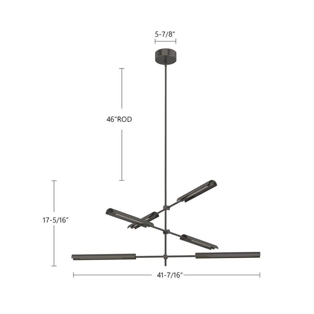 Astrid 6 - Light Dimmable LED Sputnik Modern Linear Chandelier