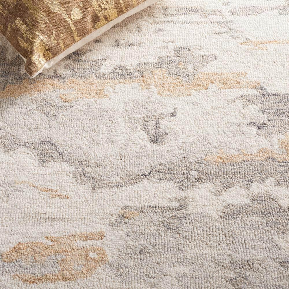 Abstract ABT465 Handmade Indoor Area Rug - Ivory/Grey - 4'x6' - Safavieh