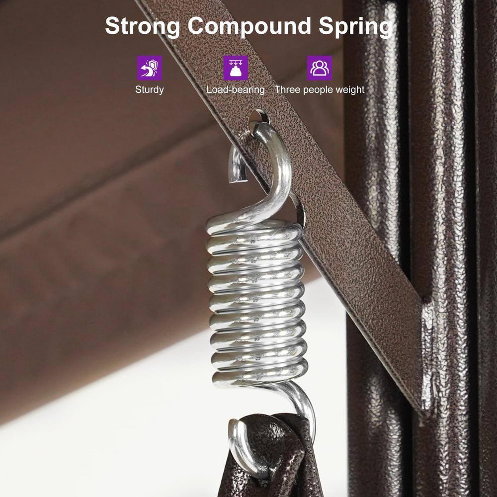 PURPLE LEAF 3-Seat Deluxe Outdoor Patio Porch Swing with Weather Resistant Steel Frame, Adjustable Tilt Canopy, Cushions and Pillow Included, Beige