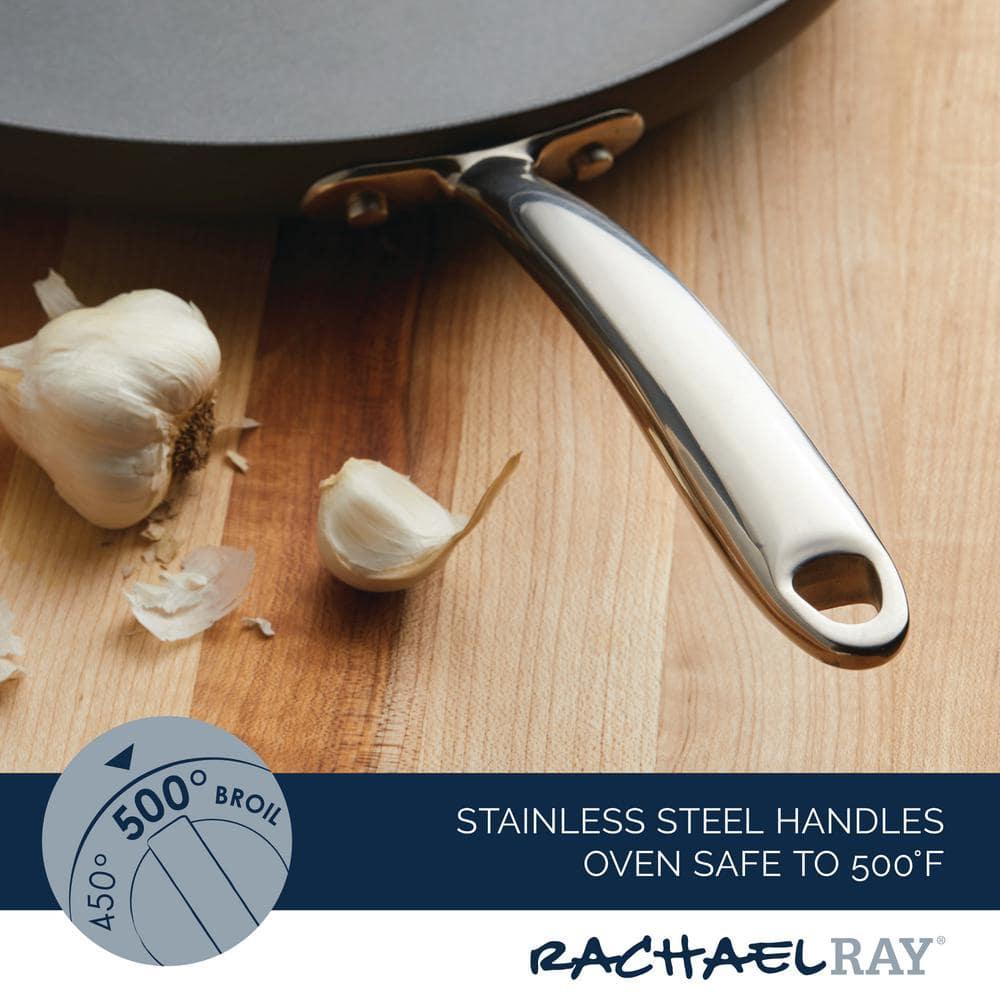 Rachael Ray Hard Anodized 14 inch Nonstick Frying Pan with Helper Handle, Gray