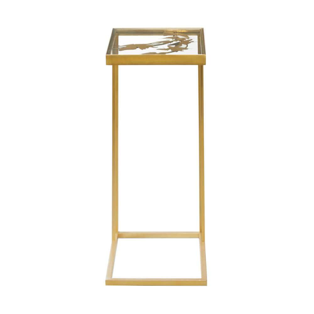 25" Contemporary Metal and Glass Accent Table Gold - Olivia & May