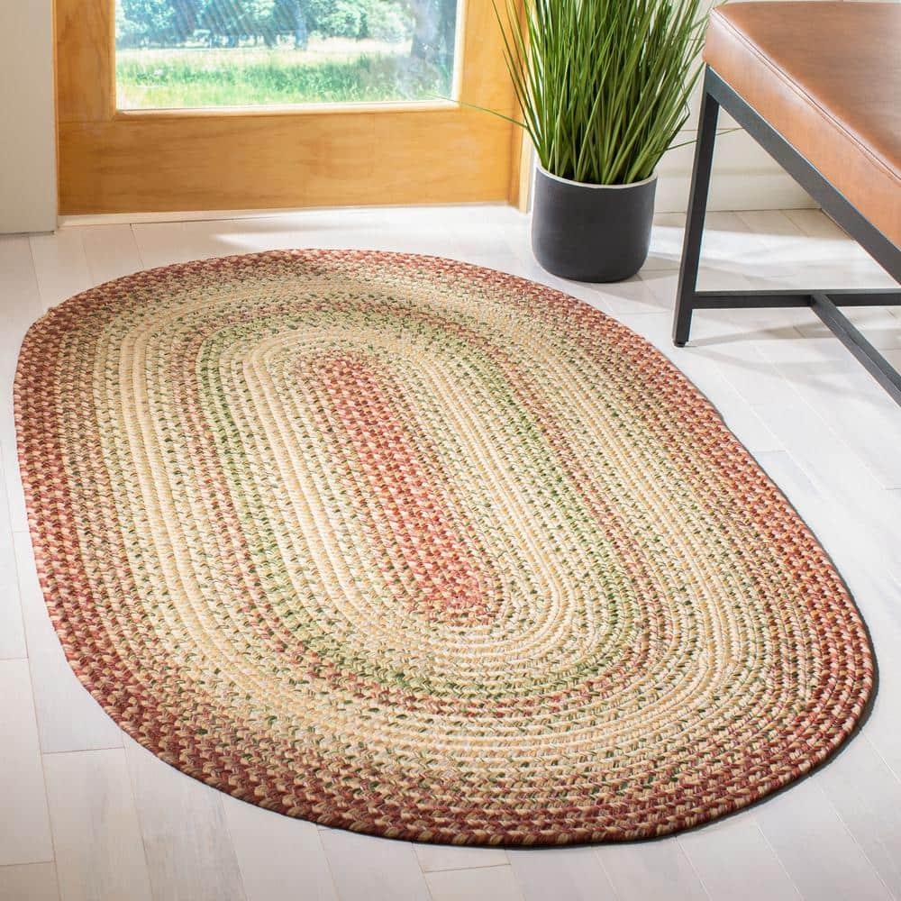 Braided BRD303 Hand Woven Area Rug - Rust/Multi - 6'x9' Oval - Safavieh.