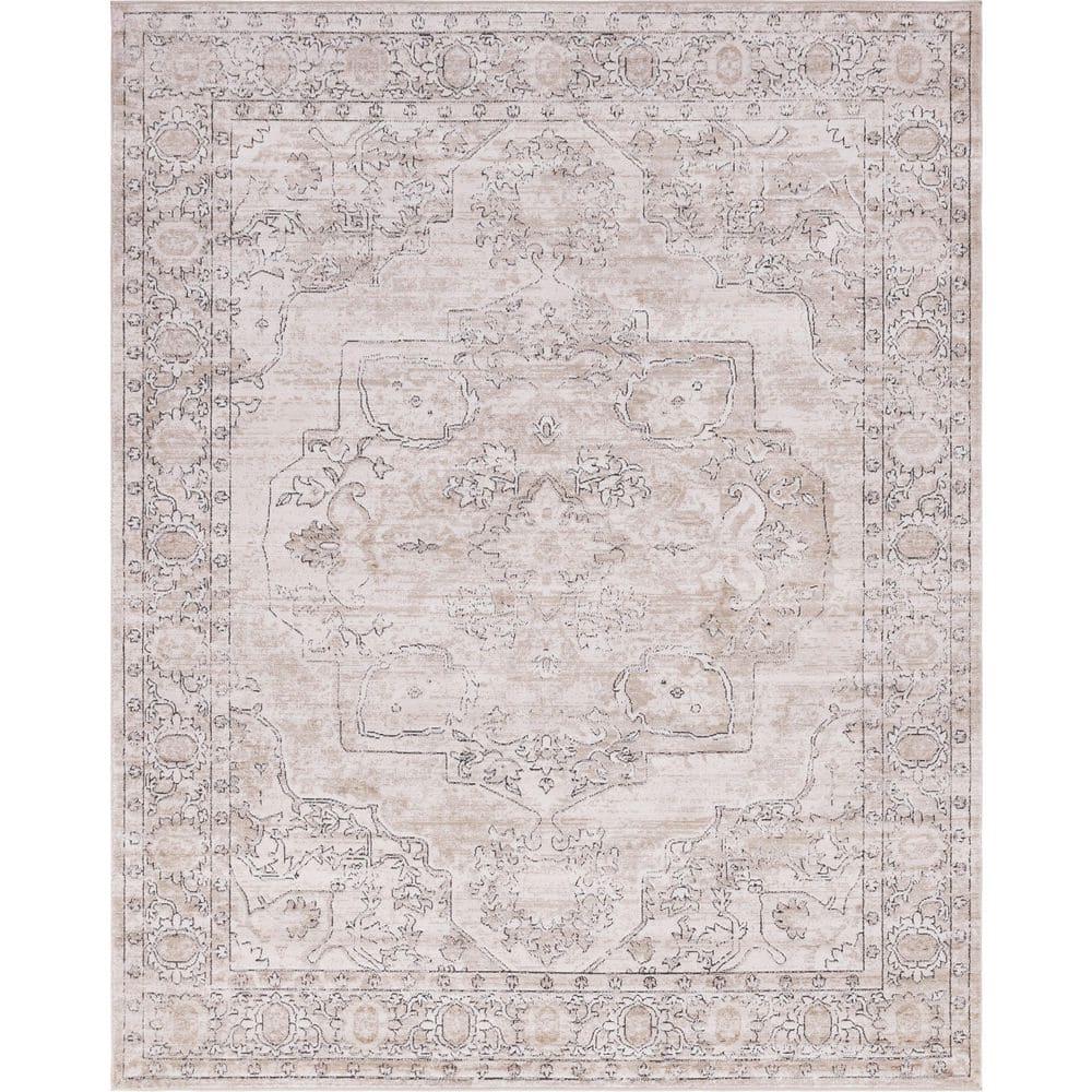 Cozy Haven Geometric Gray & Ivory 8' x 10' Synthetic Rug
